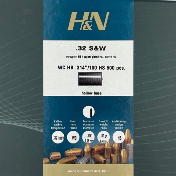 .32 Wadcutter Hollow Base. 100 Grs. Copperplated