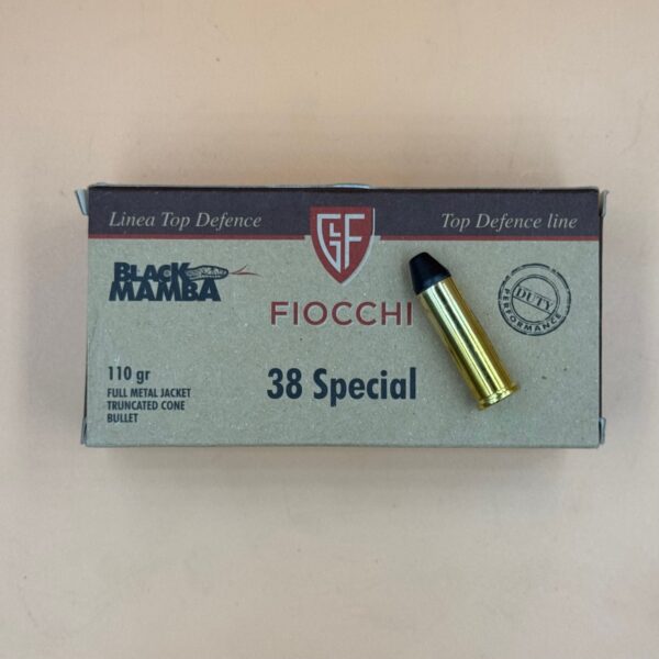 Fiocchi .38 Special, Black Mamba, 110 gr. FMJTC, Truncated Cone Bullet