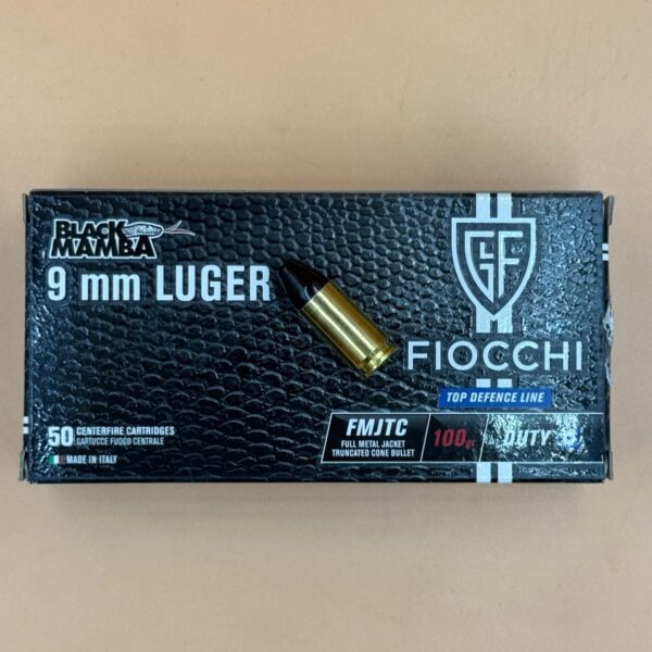 Fiocchi 9x19 mm, Black Mamba, 100 gr. FMJTC, Truncated Cone Bullet