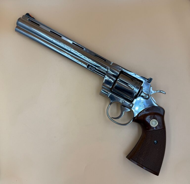 Colt Python, 8" løb, kal. .357 Magnum, High Gloss Nikkel udgave